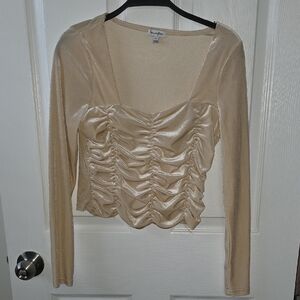 Forever 21 Cream Ruched Blouse